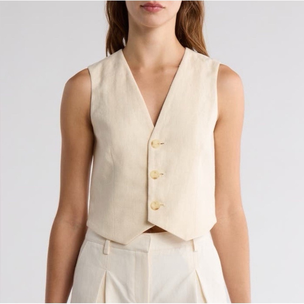 A.L.C. Maxwell Linen Cotton Blend Vest Size 2 Womens Beige NWT